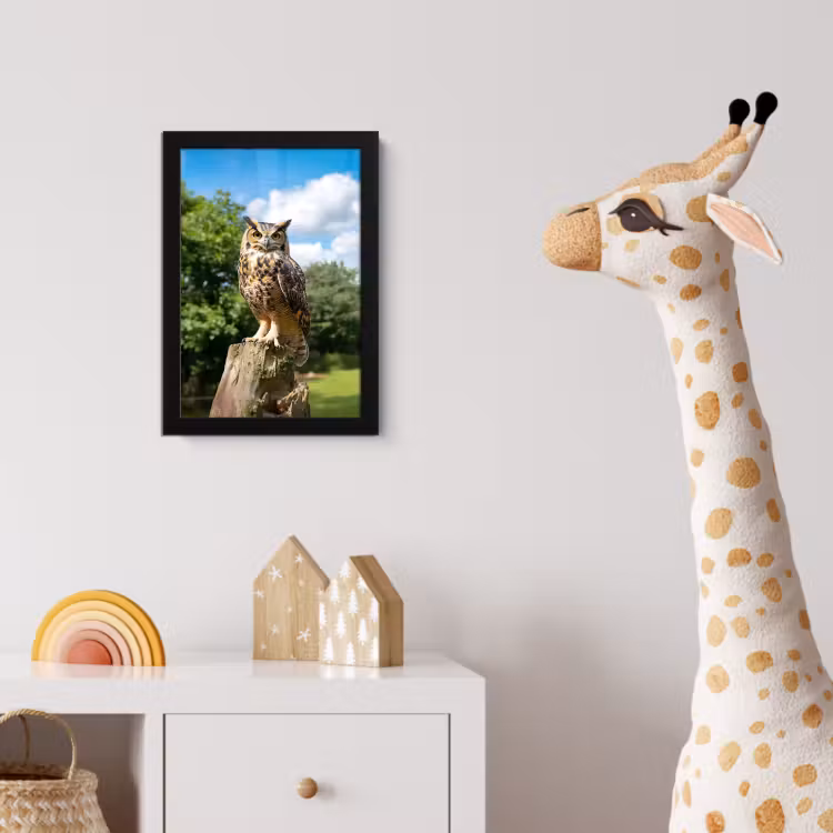 Poster met lijst - Uil - Boomstronk - Bos - Lucht — 5