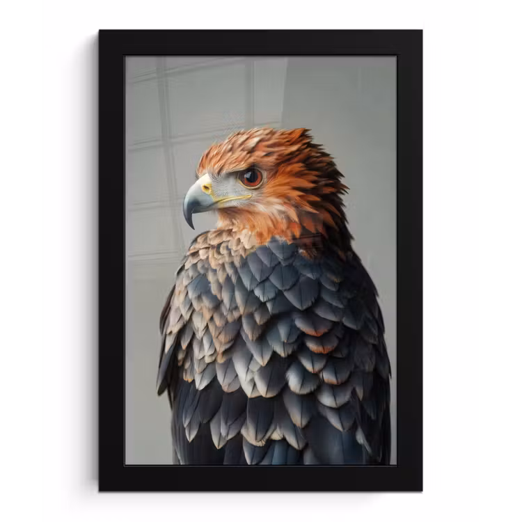 Poster met lijst - Vogel - Realistisch - Veren - Bruin — 1