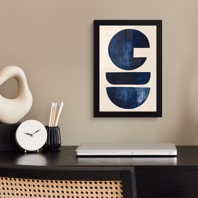 Poster met lijst - Vormen - Blauw - Abstract — 3