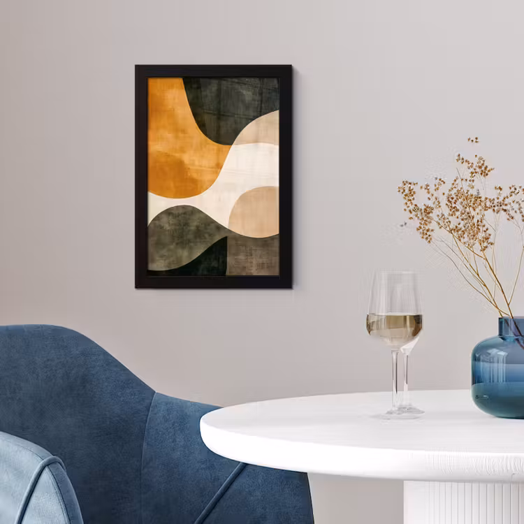 Poster met lijst - Vormen - Okergeel - Abstract — 2