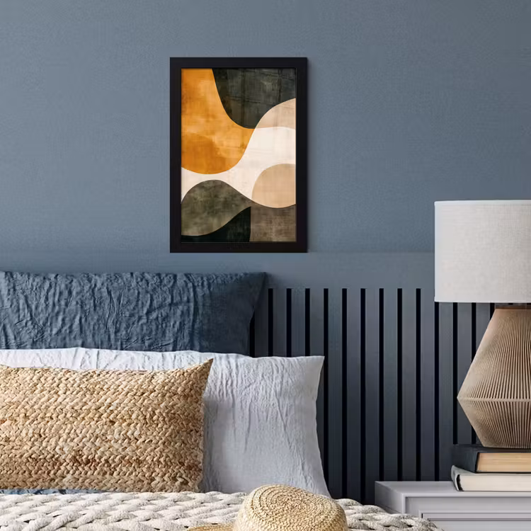 Poster met lijst - Vormen - Okergeel - Abstract — 4