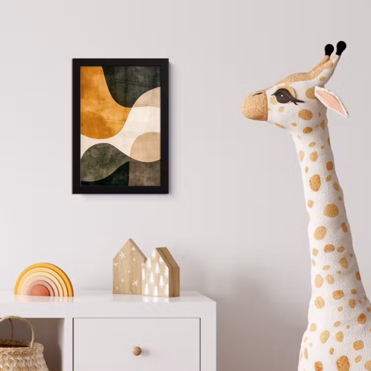 Poster met lijst - Vormen - Okergeel - Abstract — 5