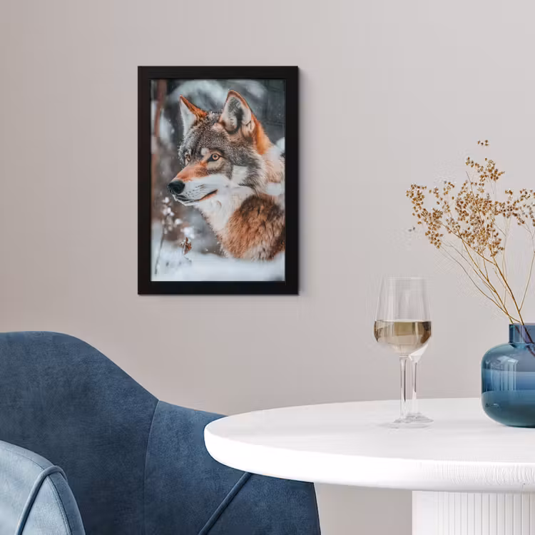 Poster met lijst - Wolf - Sneeuw - Winter - Dieren - Natuur - Sneeuw — 2