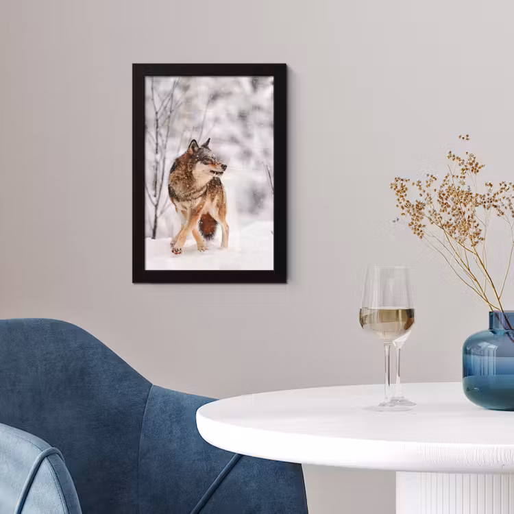 Poster met lijst - Wolf - Winter - Sneeuw - Natuur - Dieren — 2
