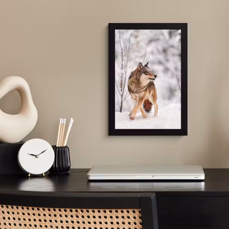 Poster met lijst - Wolf - Winter - Sneeuw - Natuur - Dieren — 3