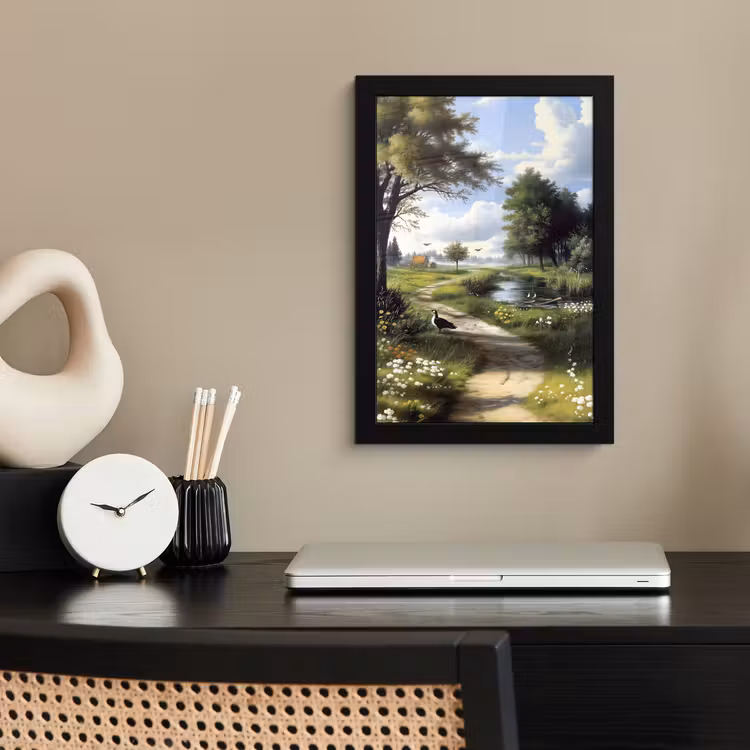 Poster met lijst - Zandpad - Groen landschap - Water — 3