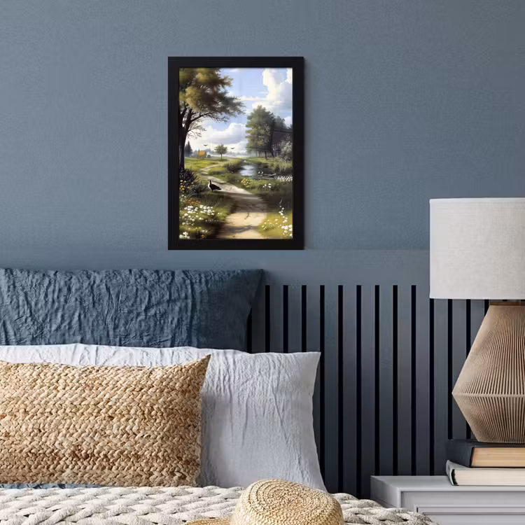 Poster met lijst - Zandpad - Groen landschap - Water — 4