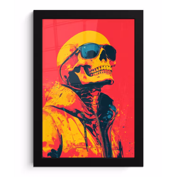 Poster met lijst - Zonnebril - Schedel - Jas - Rood — 1
