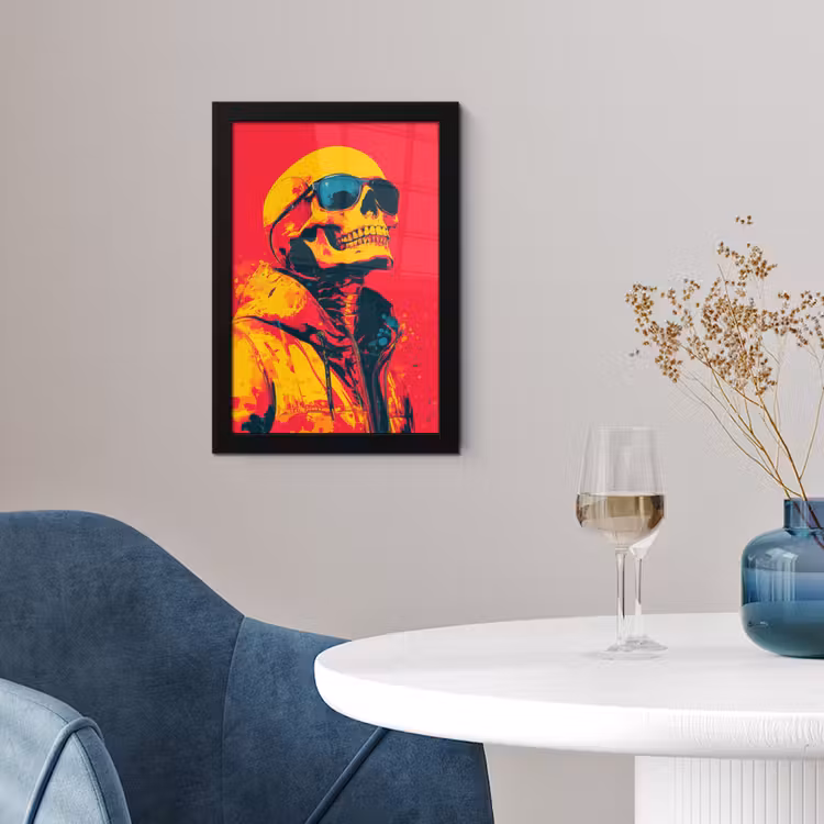 Poster met lijst - Zonnebril - Schedel - Jas - Rood — 2