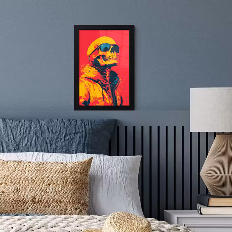 Poster met lijst - Zonnebril - Schedel - Jas - Rood — 4