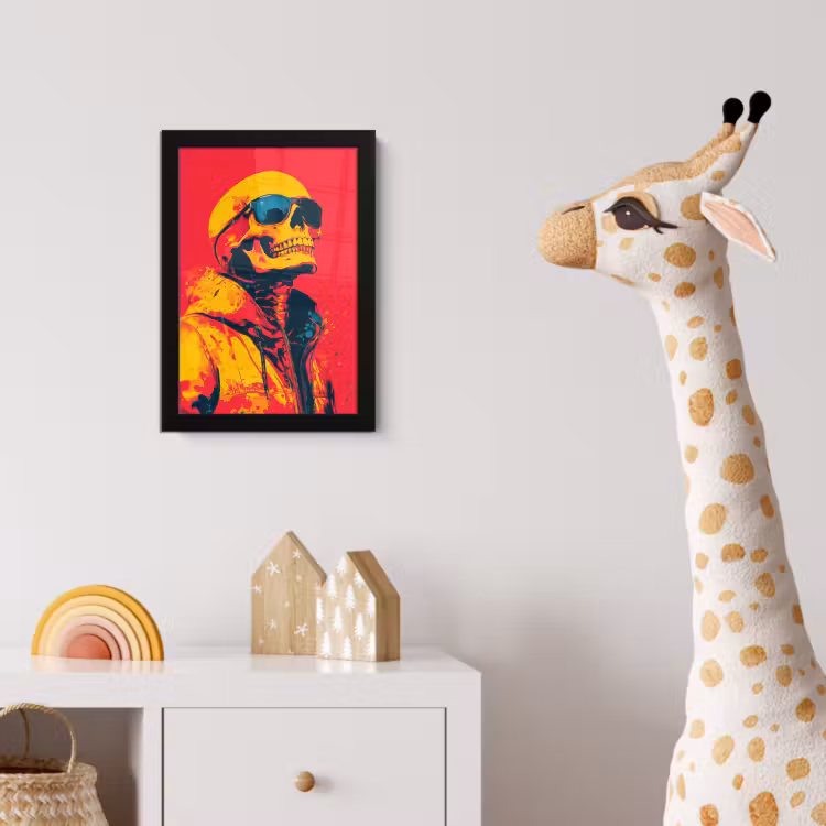 Poster met lijst - Zonnebril - Schedel - Jas - Rood — 5