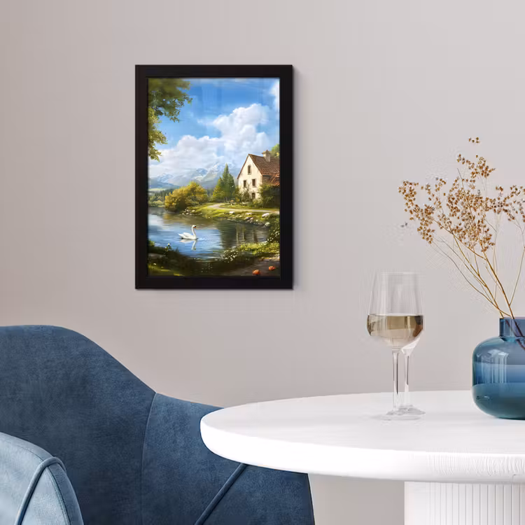 Poster met lijst - Zwaan - Bomen - Rust — 2