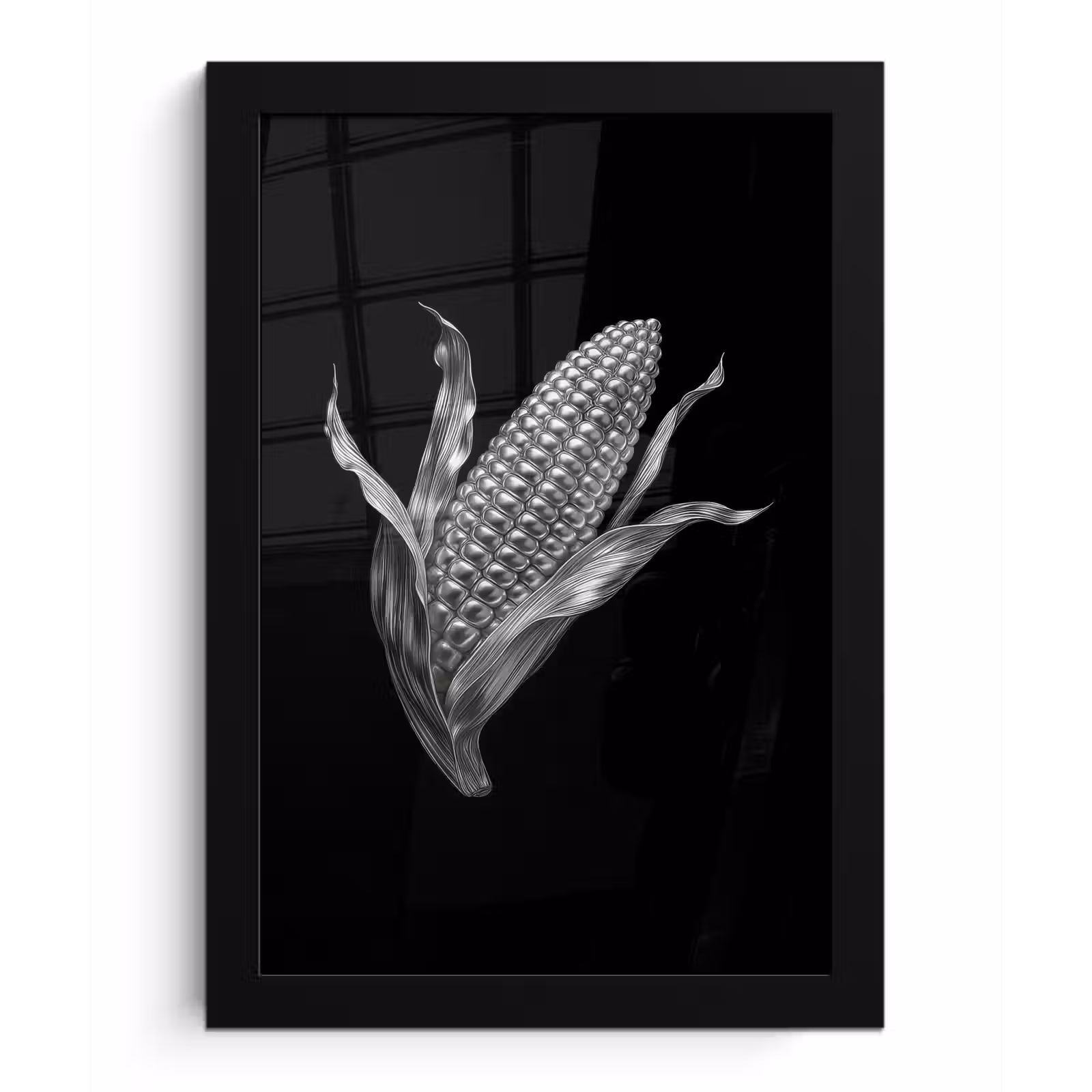 Poster met lijst - Maïskolf - Glanzend metaal - Elegant — 1