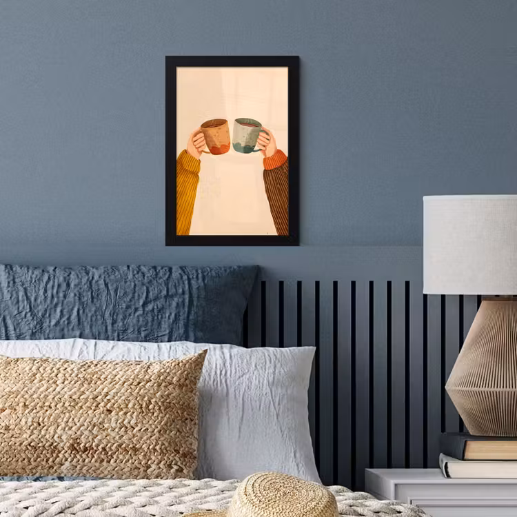 Poster met lijst - Illustratie - Mokken - Proosten - Bruin — 4
