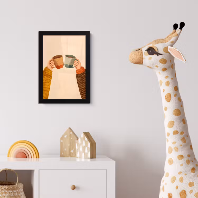 Poster met lijst - Illustratie - Mokken - Proosten - Bruin — 5