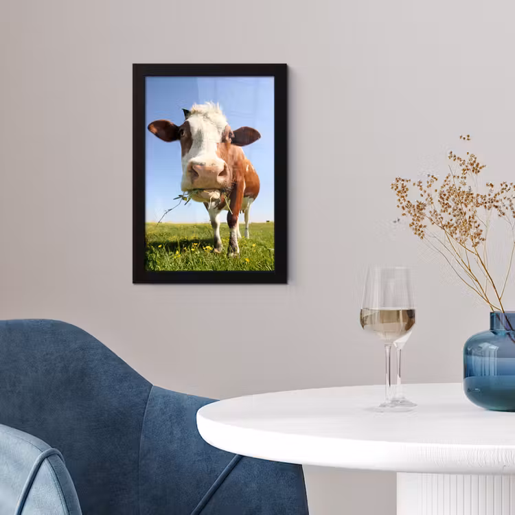 Poster met lijst - Koe - Dieren - Bloemen - Gras — 2