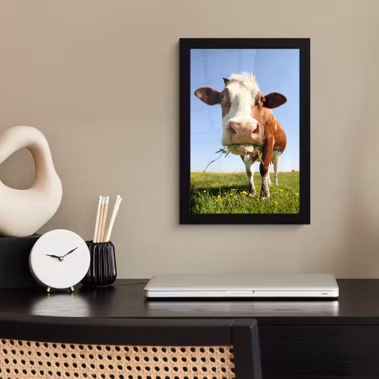 Poster met lijst - Koe - Dieren - Bloemen - Gras — 3