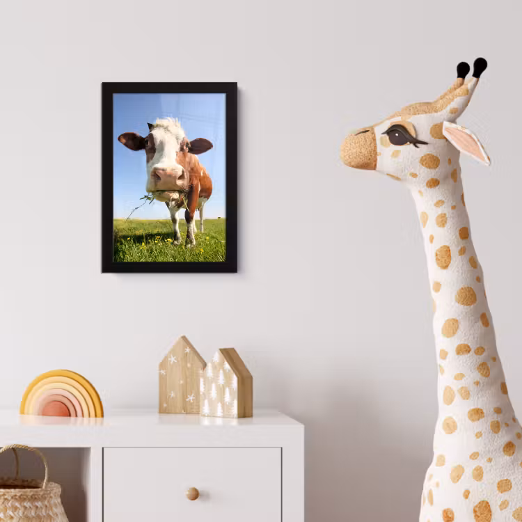 Poster met lijst - Koe - Dieren - Bloemen - Gras — 5