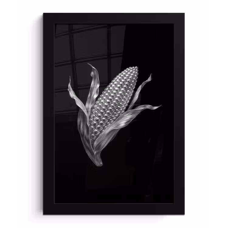 Poster met lijst - Maïskolf - Glanzend metaal - Elegant — 1