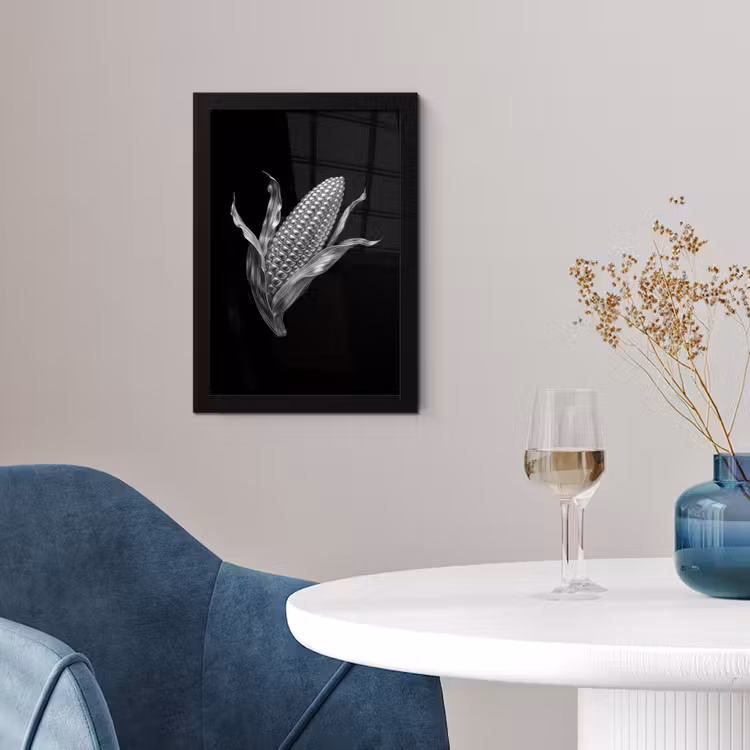 Poster met lijst - Maïskolf - Glanzend metaal - Elegant — 2