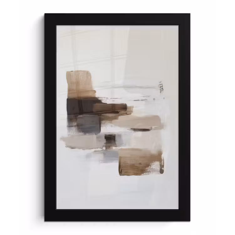Poster met lijst - Penseelstreken - Balans - Beige - Bruin — 1
