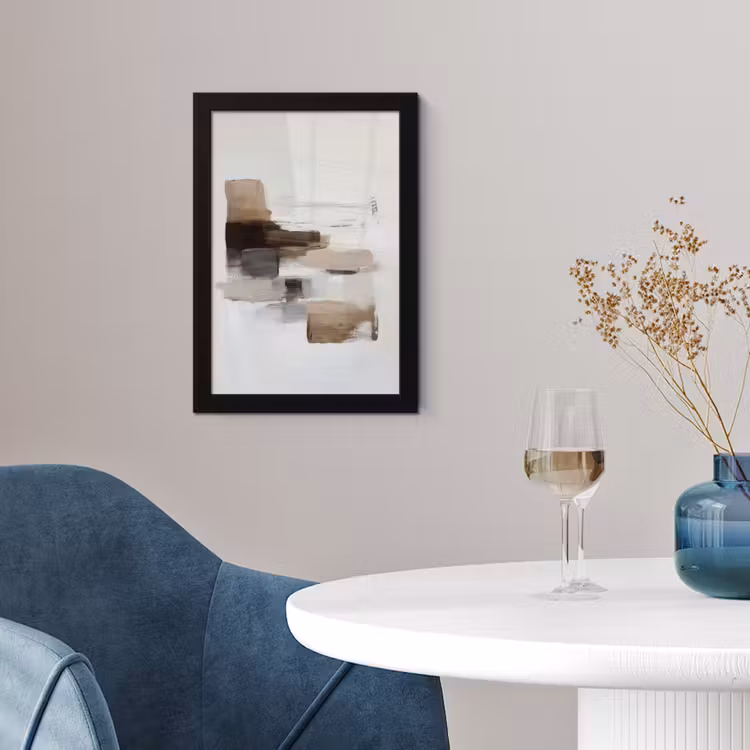 Poster met lijst - Penseelstreken - Balans - Beige - Bruin — 2