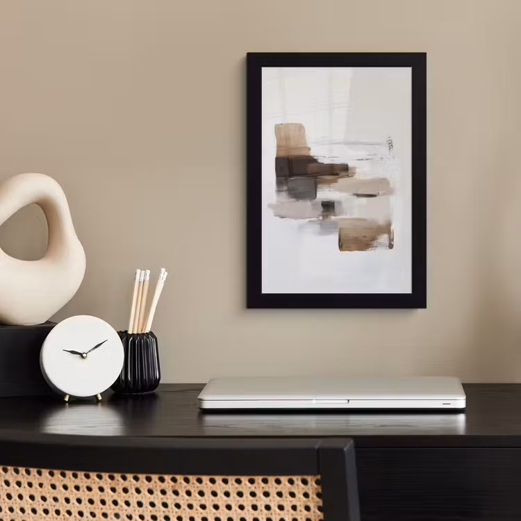 Poster met lijst - Penseelstreken - Balans - Beige - Bruin — 3