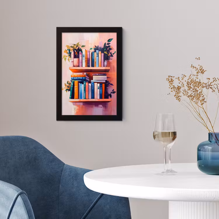 Poster met lijst - Planken - Boeken - Bladeren — 2