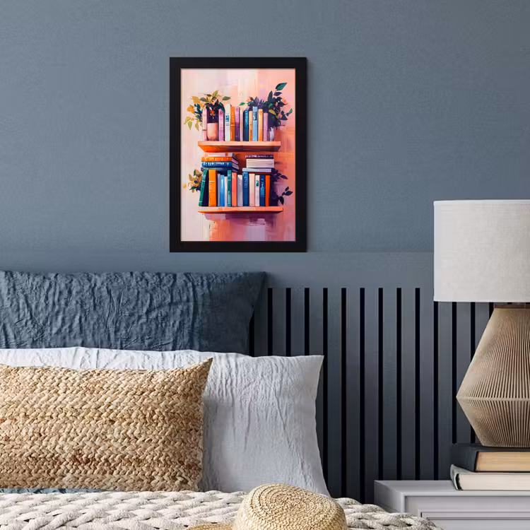 Poster met lijst - Planken - Boeken - Bladeren — 4