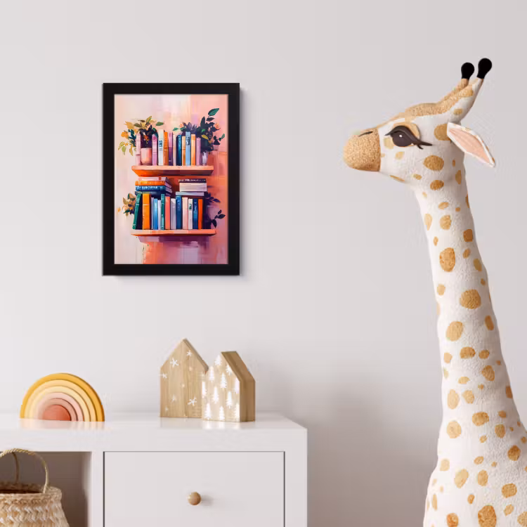 Poster met lijst - Planken - Boeken - Bladeren — 5