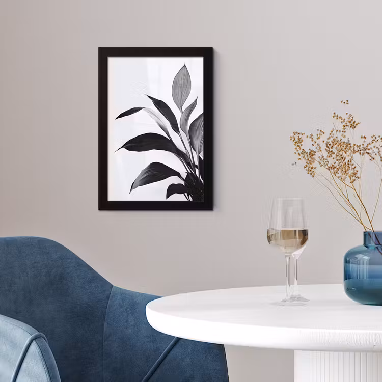 Poster met lijst - Plant - Bladeren - Minimalistisch - Zwart — 2