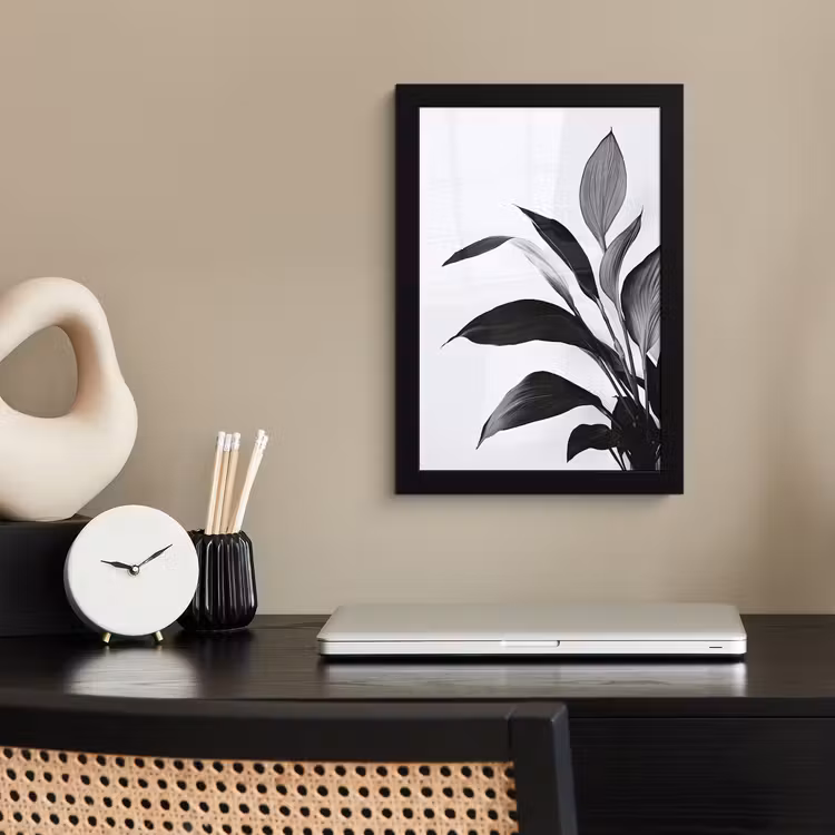 Poster met lijst - Plant - Bladeren - Minimalistisch - Zwart — 3