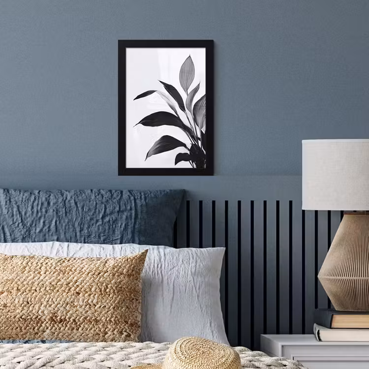 Poster met lijst - Plant - Bladeren - Minimalistisch - Zwart — 4