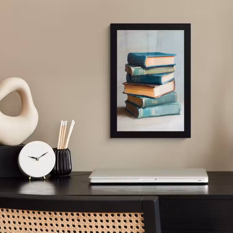 Poster met lijst - Stapel - Boeken - Groen - Daglicht — 3