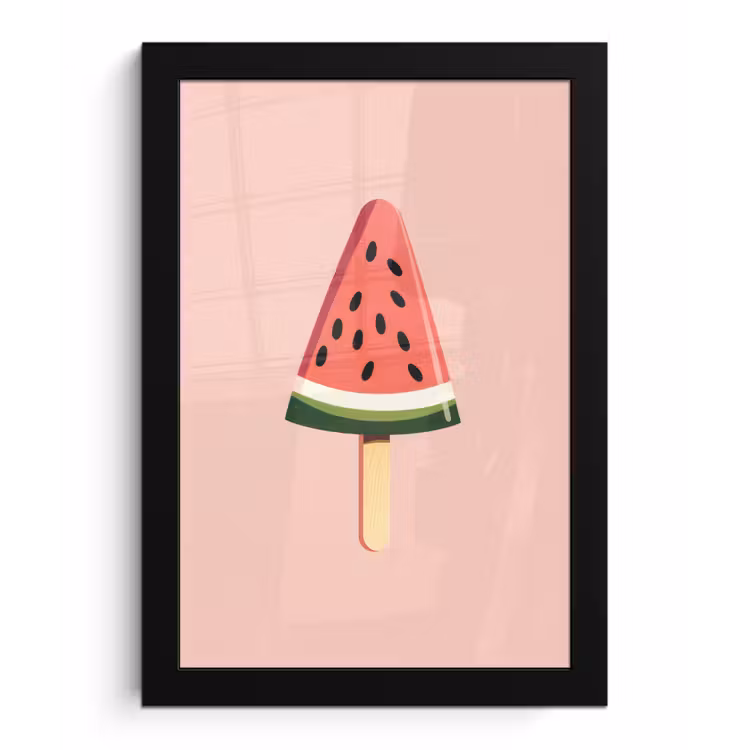 Poster met lijst - Watermeloen - Ijsje - Pitjes - Rood — 1