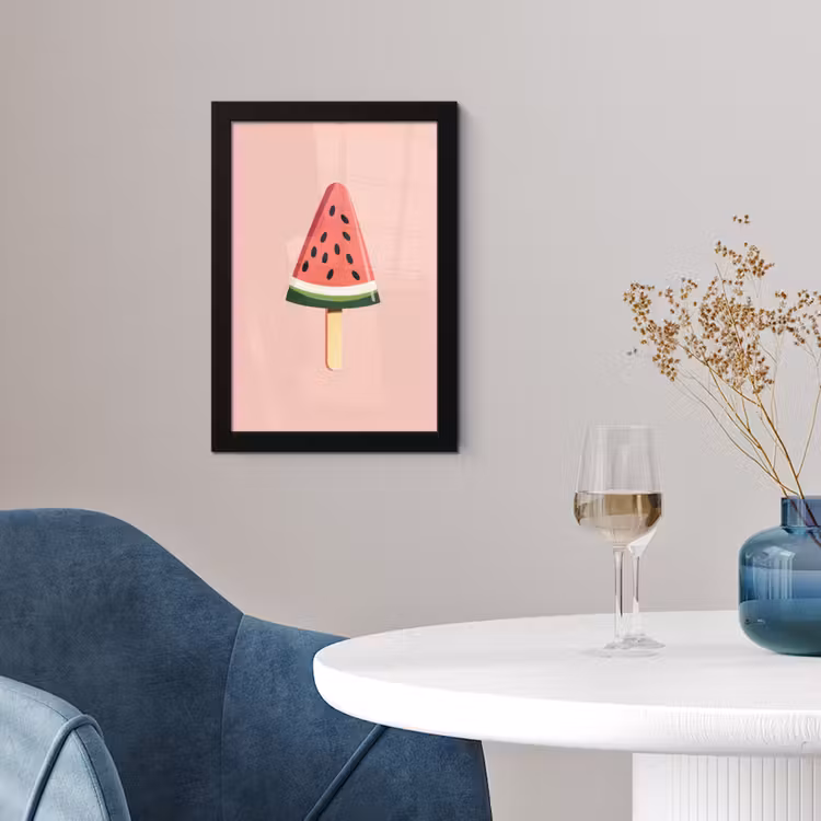 Poster met lijst - Watermeloen - Ijsje - Pitjes - Rood — 2