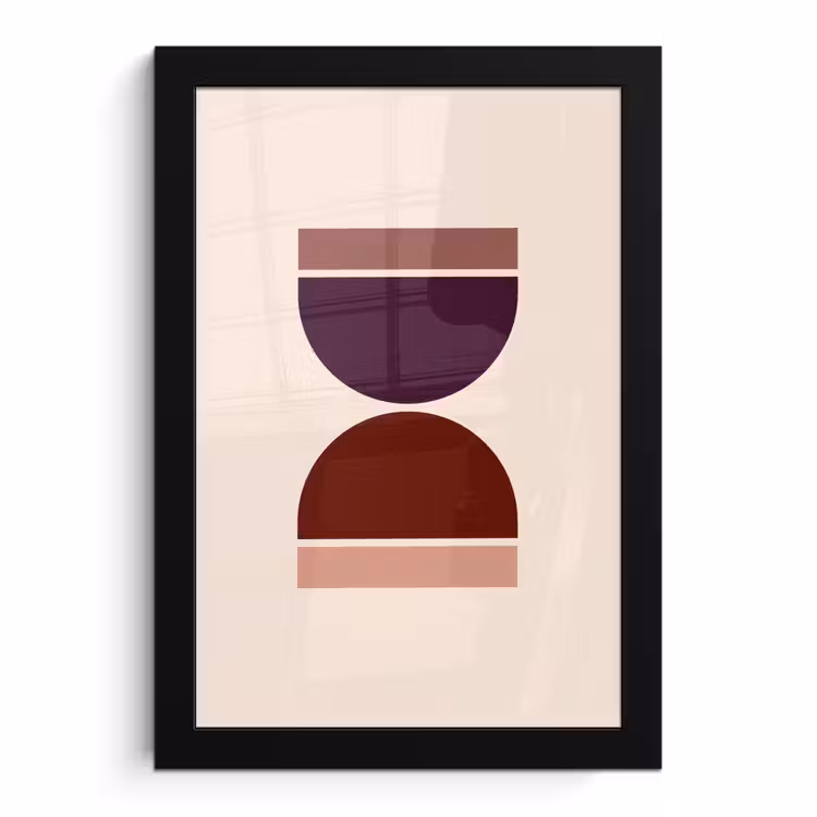 Poster met lijst - Zandloper - Symmetrisch - Rood - Paars — 1