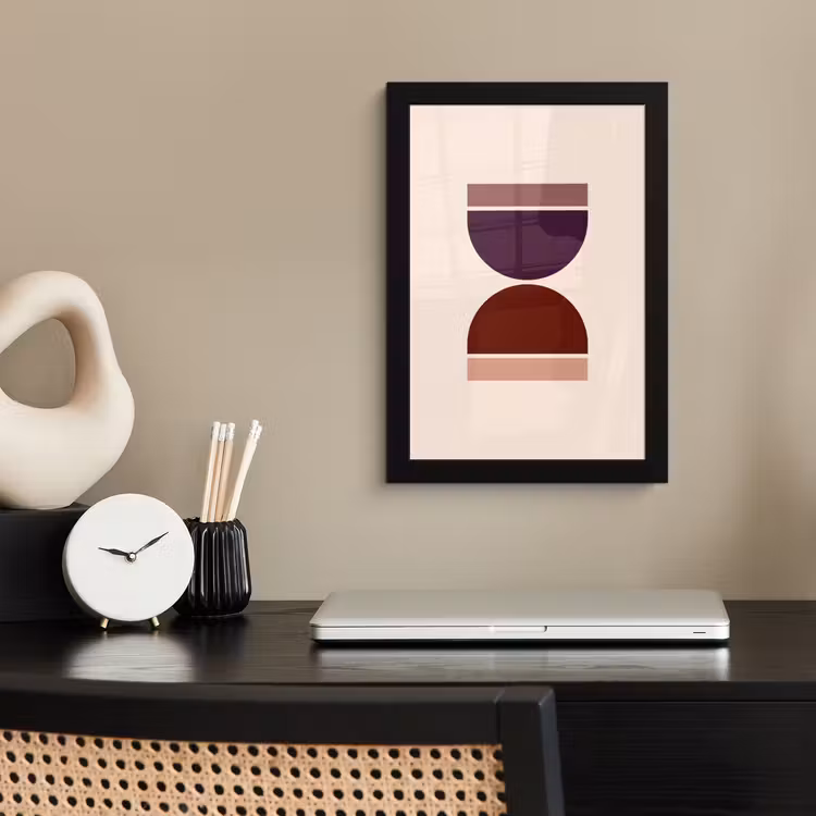 Poster met lijst - Zandloper - Symmetrisch - Rood - Paars — 3