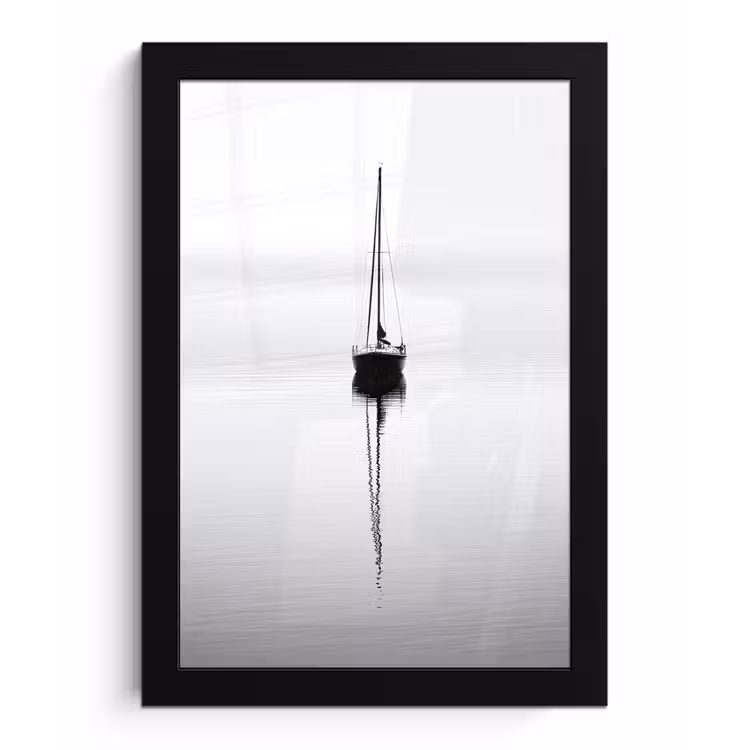 Poster met lijst - Zeilboot - Zwart - Water - Silhouet — 1