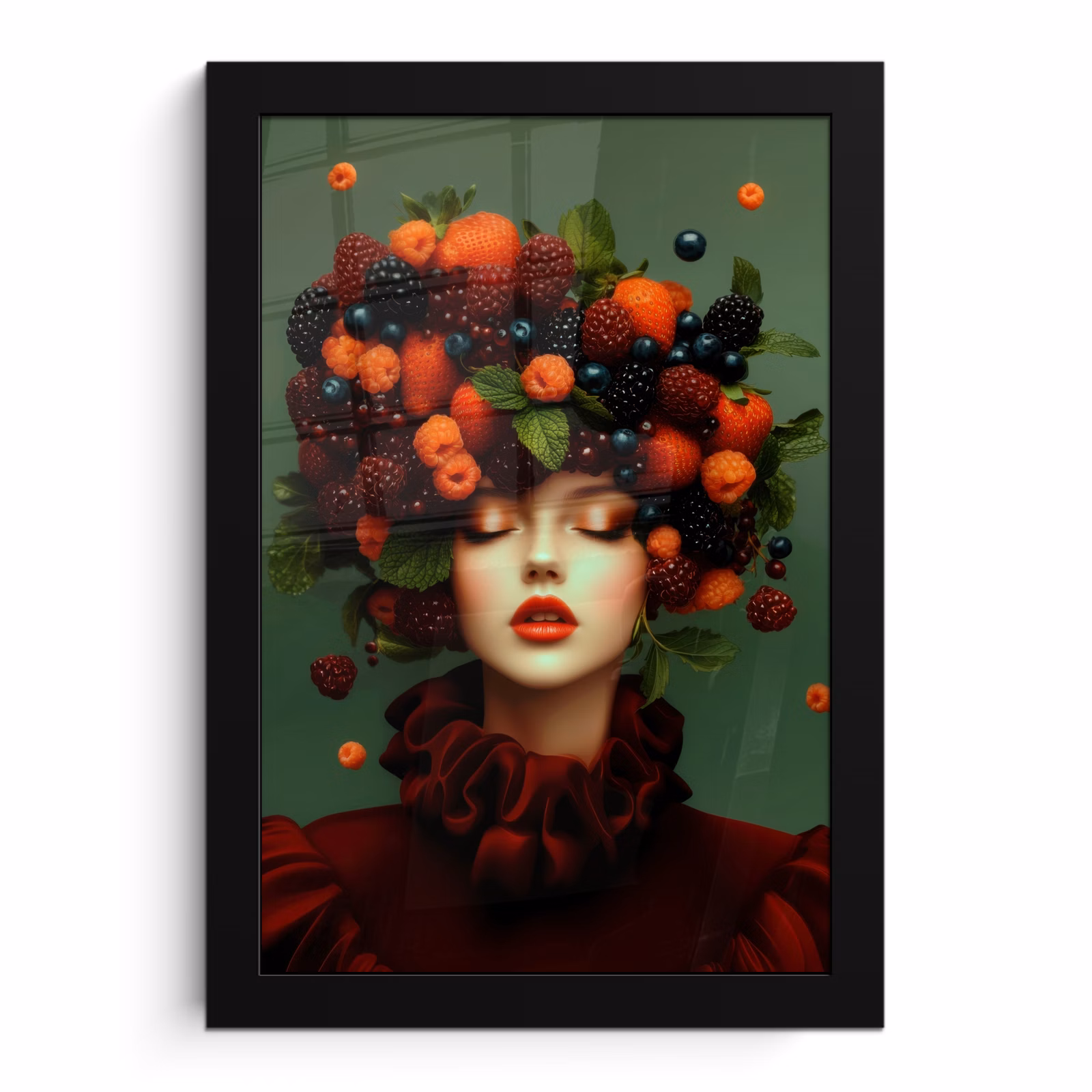 Poster met lijst - Vrouw - Aardbeien - Frambozen - Bramen - Bessen — 1