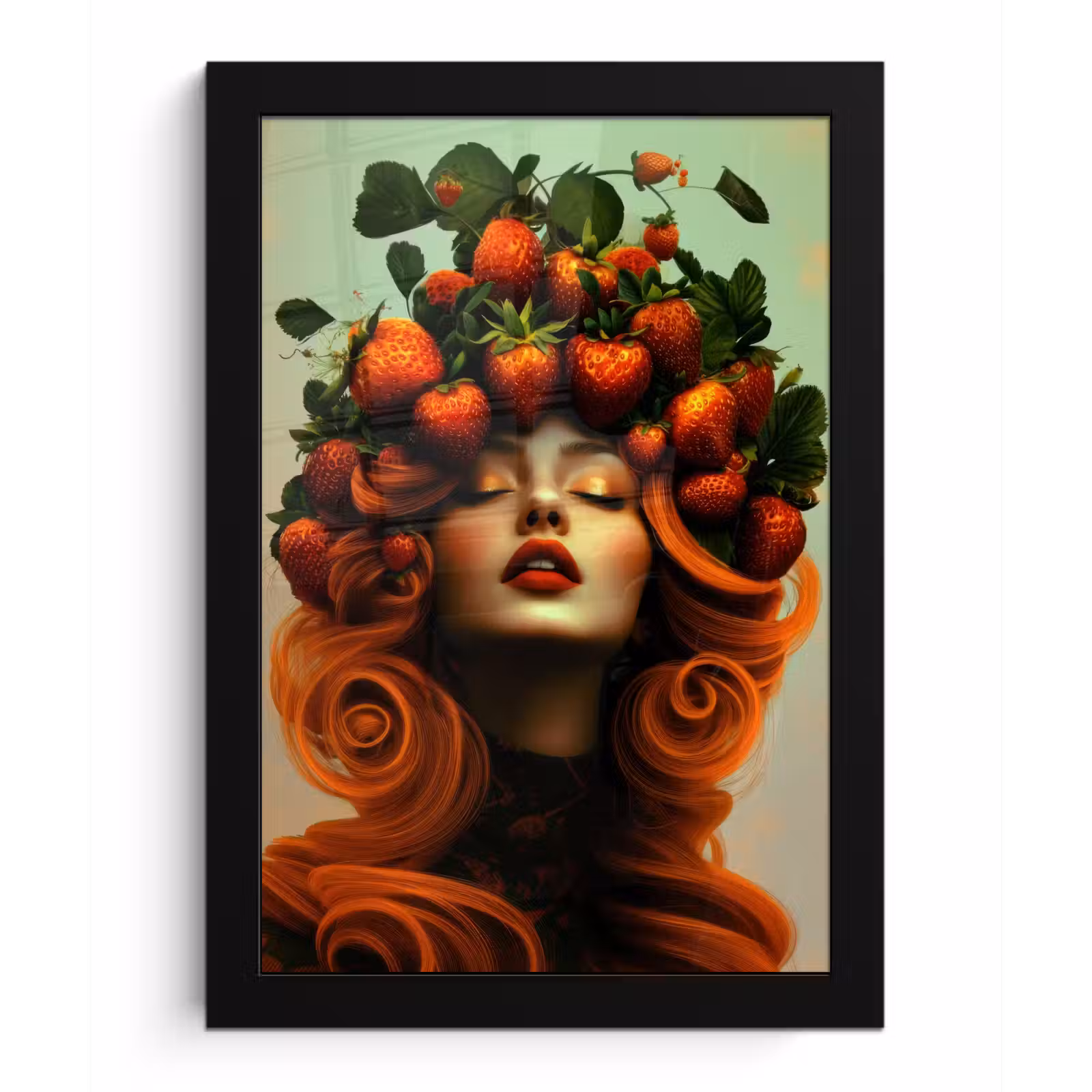 Poster met lijst - Vrouw - Aardbeien - Kroon — 1