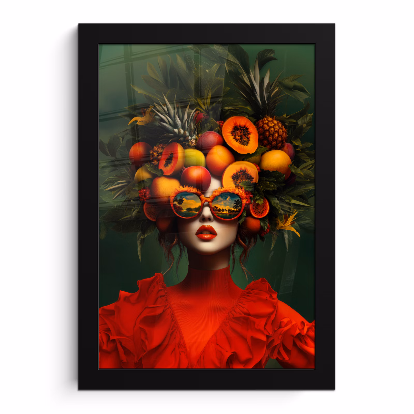 Poster met lijst - Vrouw - Vruchten - Papaja - Ananas — 1