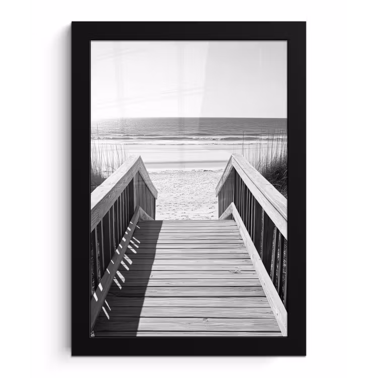 Poster met lijst - Loopbrug - Hout - Strand - Zee — 1