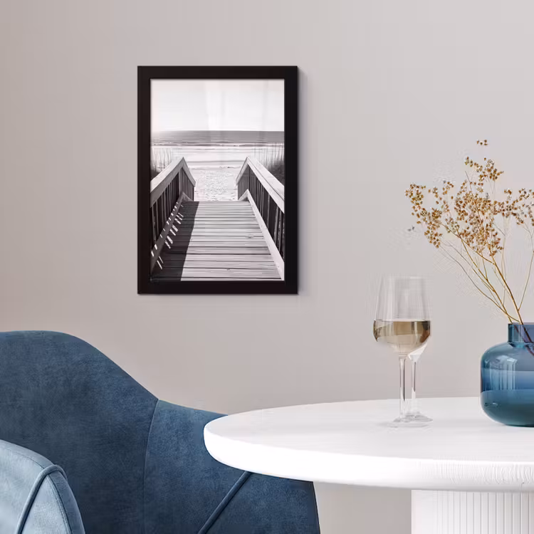 Poster met lijst - Loopbrug - Hout - Strand - Zee — 2