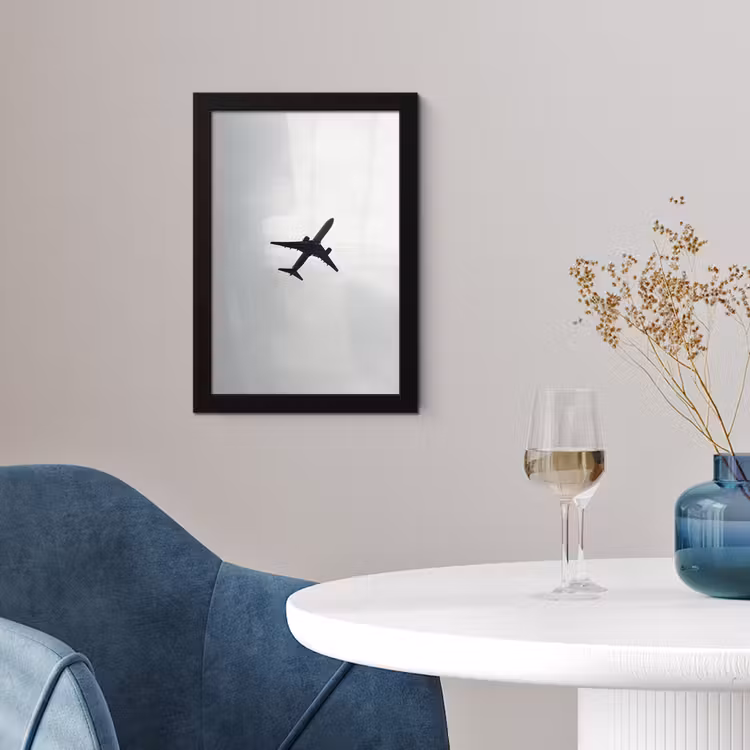 Poster met lijst - Minimalistisch - Silhouet - Zwart - Vliegtuig — 2