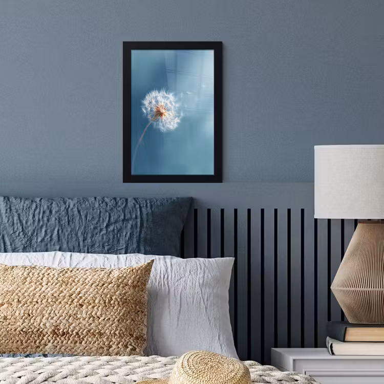 Poster met lijst - Paardenbloem - Wind - Blauw — 4