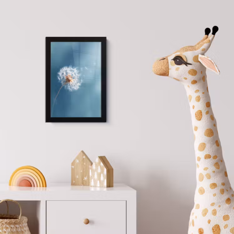 Poster met lijst - Paardenbloem - Wind - Blauw — 5