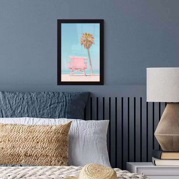 Poster met lijst - Palmboom - Strandhuis - Roze — 4