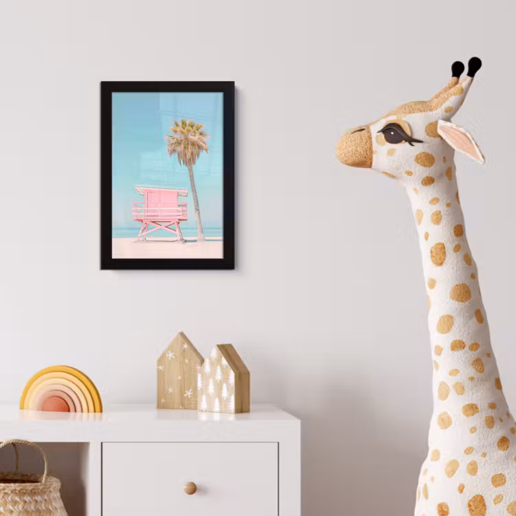 Poster met lijst - Palmboom - Strandhuis - Roze — 5