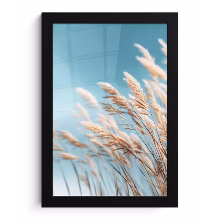 Poster met lijst - Siergras - Wind - Lichtbruin — 1